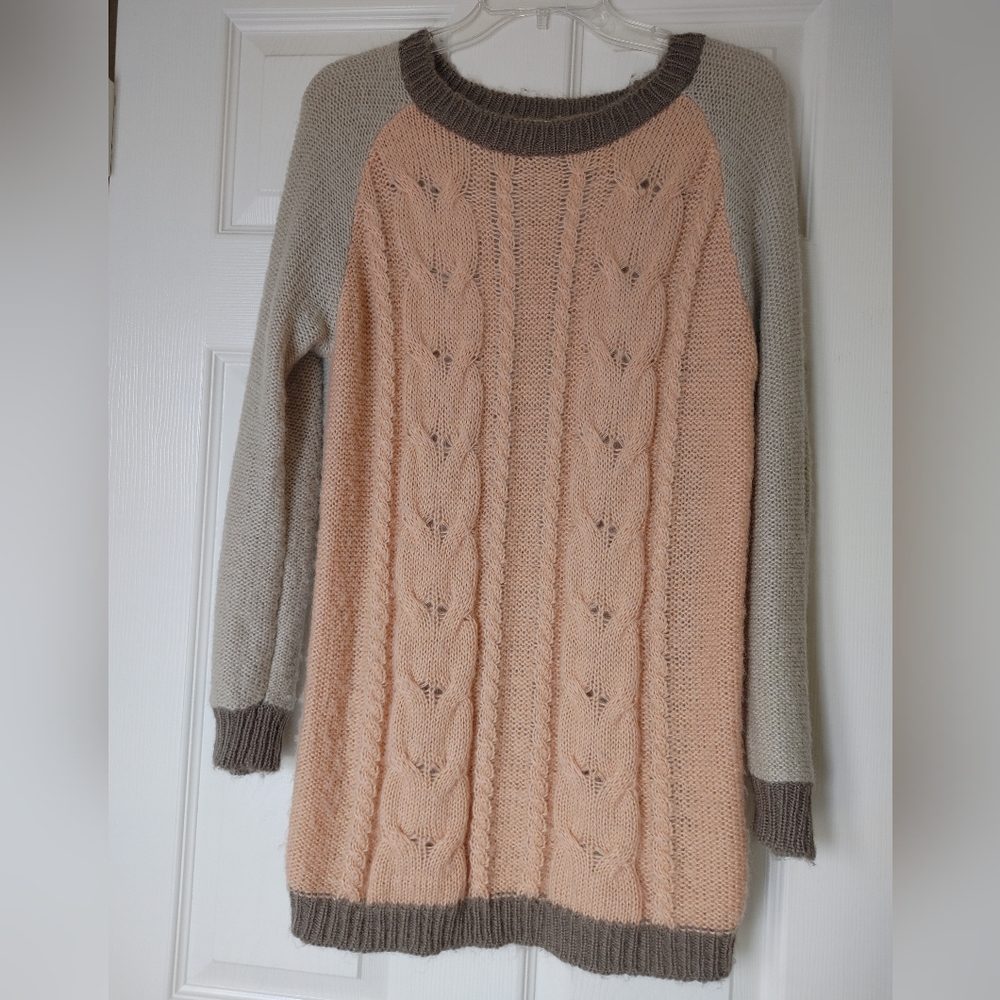 Multi-colored, Long knitted sweater, size S.